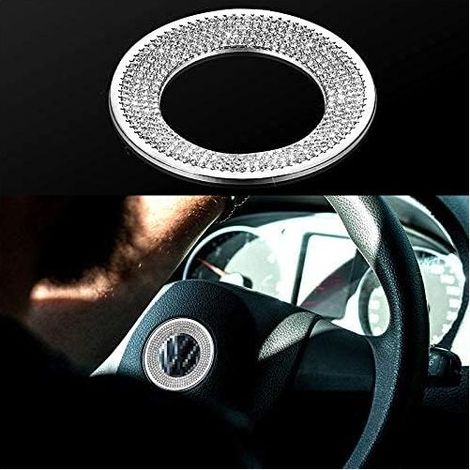 Car Steering Wheel Decoration Interior Accessories Steering Wheel Logo DIY Diamond Sticker Set Rhinestone Steering Wheel Sticker (Compatible with Volkswagen) (1/3)