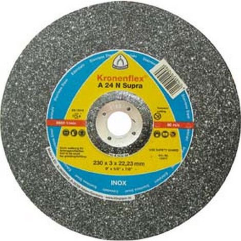 Disco de trocear A 24 N Supra para el mecanización del acero Inoxidable, Ø x Espesor : 180 x 3,0 mm, Modelo recto, velocidad máx. 8500 tr/mn