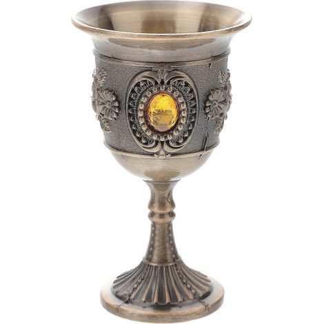 Verre à vin en alliage de zinc, gobelet à vin délicat, porte-verre, ornement de bureau (bronze)-8.00X4.20X4.20CM (1/4)