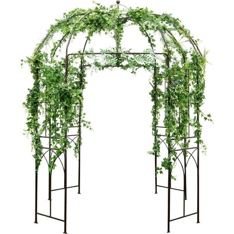 Costway – Arche de jardin en métal 211x211x256 cm – Couleur bronze vintage – Support pour plantes grimpantes – Décoration mariage