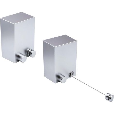 Lot de 2 cordes à linge pliables de 4,2 m pour extérieur, à fixer au mur, idéales pour sécher le linge sur un balcon, dans un jardin, une salle de bain ou une buanderie. Couleur argent. (1/5)