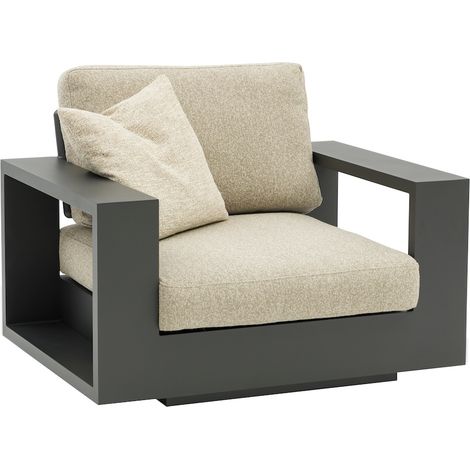 PROLOISIRS Fauteuil lounge MARY - 99 x 116 x 90 cm - Aluminium époxy et rope - Graphite