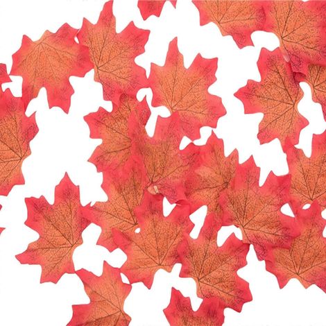 Lot de 50 feuilles d'automne artificielles multicolores et résistantes pour la décoration intérieure, les compositions florales et les thèmes automnaux. (1/4)