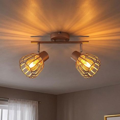 Plafonnier LED, spot de plafond, bureau, orientable, métal marron, H 12,5 cm (1/5)