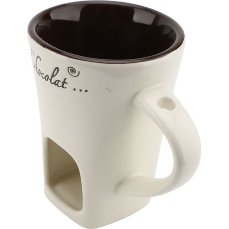 Mug fondue chocolat pot réchaud beurre céramique fournitures fonte chocolat avec fourchette blanc pour cuisine (1/5)