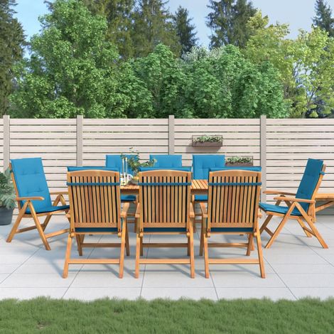 Gartenstühle mit Auflagen 8 Stk. Massivholz Teak (1/5)