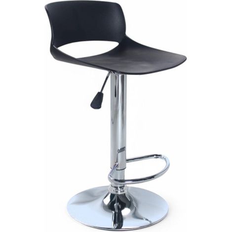 Sgabello da interno con struttura in acciaio regolabile e seduta in ABS Back Hole -  Black