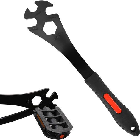 Vélo Clé à Pédale, Clé à Pédale de Vélo avec Poignée Extra Longue de 323 mm, Clé Multifonctionnelle de Retrait de Pédale de 15 mm, 16 mm et Trou Hexagonal de 24 mm pour a Réparation du Vélo (1/5)