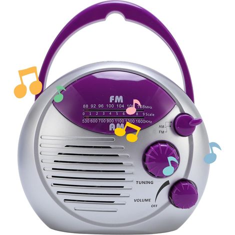 Radio de Douche IPX4 Imperméable, Radio Portable AM FM avec Bouton Rotatif, Réception Forte et Son Clair, Radios à Base de Batterie pour Salle de Bain, Maison, Extérieur (1/5)