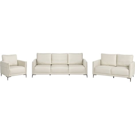 Conjunto de salón de 6 plazas tapizado de tela estilo moderno patas de metal beige claro Cilens (1/5)