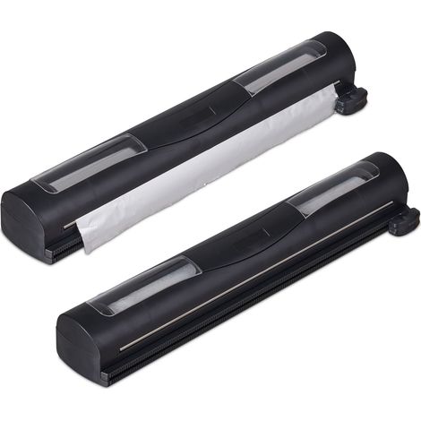 Relaxdays foil cutter set of 2, for aluminium foil & cling film, viewing window, smooth cutting, foil dispenser, black (1/5)