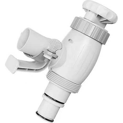 Adaptateur de tuyau de piscine avec vanne à piston deux-en-un, support de tuyau et accessoires pour piscine (1/5)