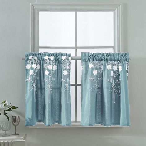 Rideau Court - 74 x 61 cm - Coton Polyester - Occultant Partiel 40-70 % - Pour Fenêtre Petite Cuisine Salle De Bain Salon - 1 Pièce (1/5)