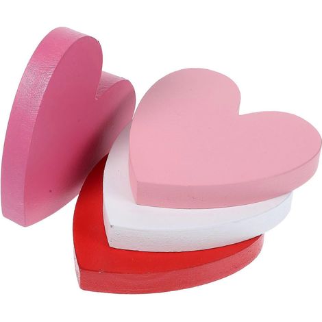 Ornements en bois en forme de cœur pour la Saint-Valentin, 4 pièces assorties (1/5)