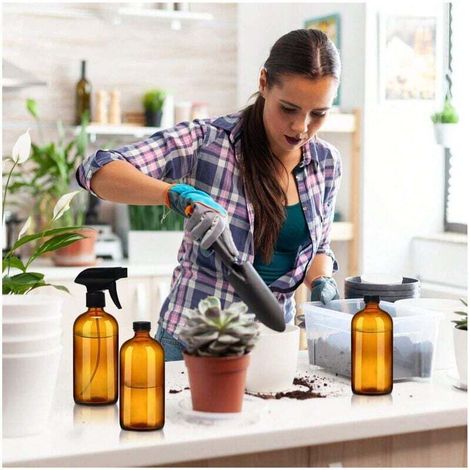 Flacons pulvérisateurs réutilisables en verre bronzé (lot de 3) - Pulvérisateur vide de 500 ml - Pour produits de nettoyage, aromathérapie et huiles essentielles