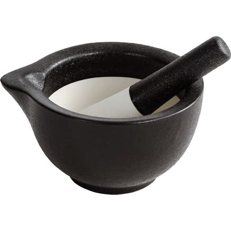 Mortier Et Pilon En Porcelaine - Intérieur Rugueux Pour Un Broyage Efficace - Convient Cuisine Maison Et Professionnelle - Lot De 1 (1/5)