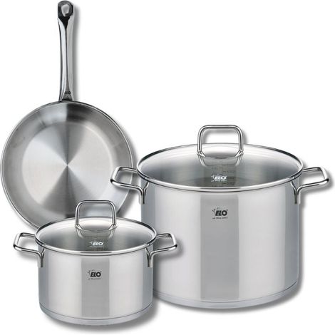 Ensemble de 1 Poêle de cuisson 24 cm et 2 faitouts 20 et 26 cm Elo Profi Citrin (1/5)