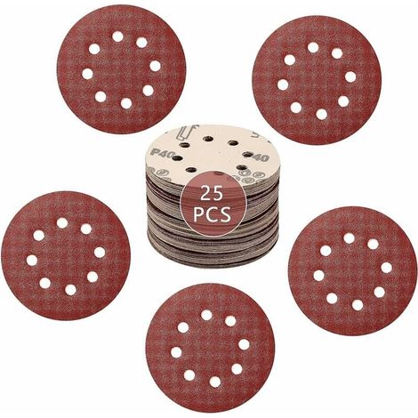125 mm Schleifscheiben-Set mit 25 8-Loch-Schleifscheiben – 5 x 60/80/120/180/240 (1/5)