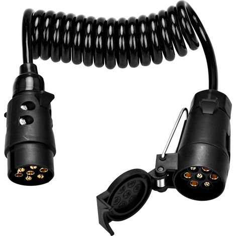 Prise Remorque 7 Broches 12V, Faisceau Remorque 7 Broches à 7 Broches 2m, Adaptateur Prise Remorque pour Camion RV Caravane - Noir (1/5)
