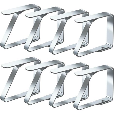 Lot de 8 pinces à nappe, acier inoxydable, résistant à la rouille, pour table pique-nique, épaisseur max 3 cm, usage extérieur (1/5)