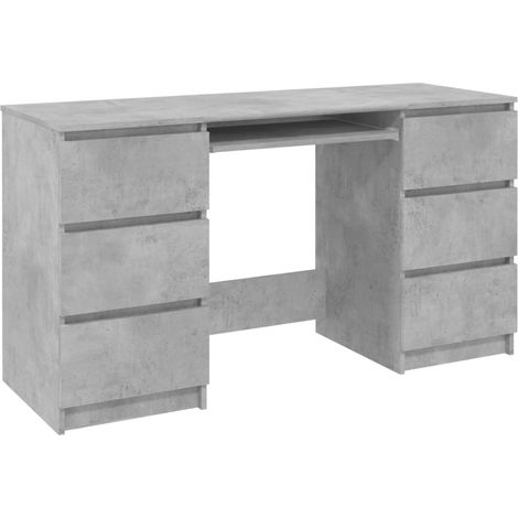 Bureau table poste de travail meuble d'ordinateur informatique étude 140 x 50 x 77 cm bois d'ingénierie gris