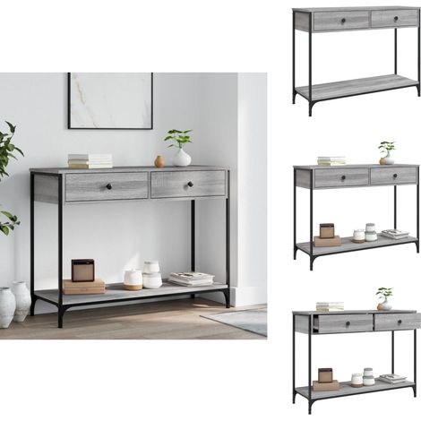 Table console sonoma gris 100x34,5x75 cm bois d'ingénierie - Table Basse - Table D'appoint - Meuble D'entrée - Table Console - Design Industriel (1/5)