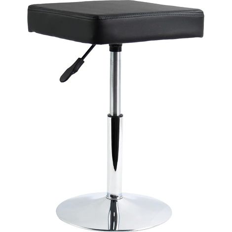 Tabouret de coupe carré en cuir synthétique réglable en hauteur pour atelier, salon de coiffure, spa, dessin, tatouage, travail court (noir) (1/5)