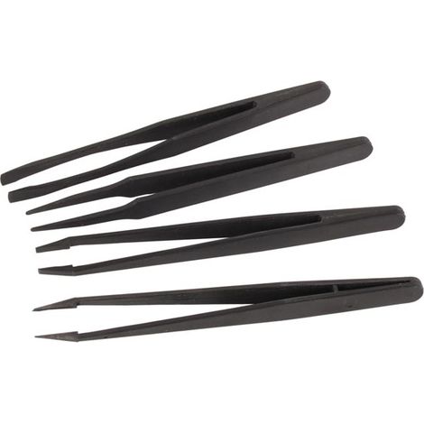 Velleman Conjunto de 4 pinzas no conductivas, para un trabajo de precisión seguro, negro