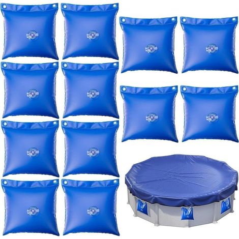 Lot de 12 sacs à eau de piscine - Poids d'eau carré,Petit sac à eau épais en PVC,Pour couverture de piscine,Pour lester les bâches de piscine (1/4)