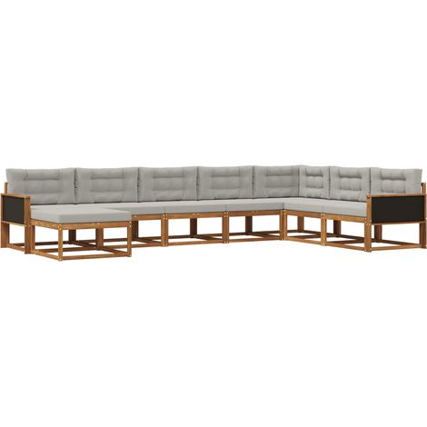 Outdoor Sofa Set with Cushion 8 pcs Natural and Light Grey vidaXL (1/5)