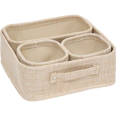 Lot de 4 Paniers de Rangement "Hugo" 31cm Beige (1/3)