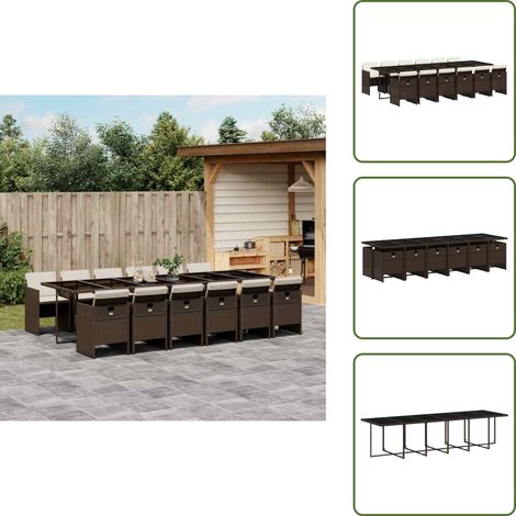 Cuscini per sedie - vidaXL Set da Pranzo da Giardino 13pz con Cuscini Marrone Polyrattan - Rattan PE