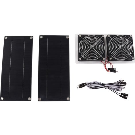 Decdeal Kit de ventilateur de panneau solaire, étanche, Portable, respectueux de l'environnement, échappement pour extérieur, 100W, 12V, Double