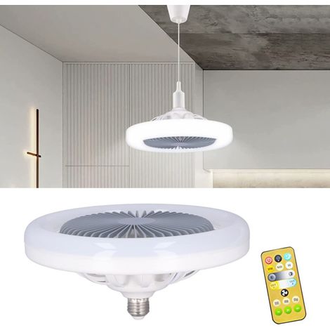 Ventilateur de plafond fermé avec éclairage LED 30W E27, 85-265V, télécommande, petit format (1/5)