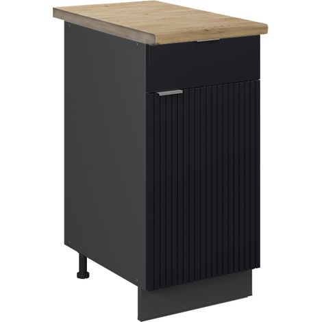 Mueble bajo de cocina Fame-Line, Rayas negras, 40 cm , ET Roble, Vicco