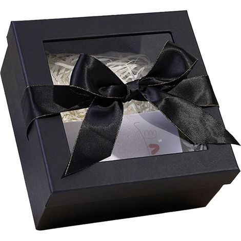 Boîte Cadeau Carrée - Couvercle Transparent - Ruban Décoratif - Pour Occasions Spéciales - 23,5 x 23,5 x 11 cm - 1 Pièce (1/5)