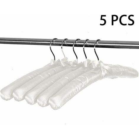 Cintres rembourrés en satin blanc, pour pulls, robes de mariée, manteaux, chemisiers et robes en soie. (1/5)