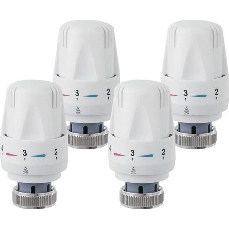 Set of 4 thermostatic heads M 30 x 1.5 Threaded connections Anti-freeze function Integrated liquid sensor Compatible with compact radiators