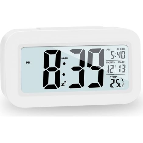 Reloj despertador digital, despertador de viaje con visualización de temperatura y fecha, despertador para dormitorio/oficina en casa.