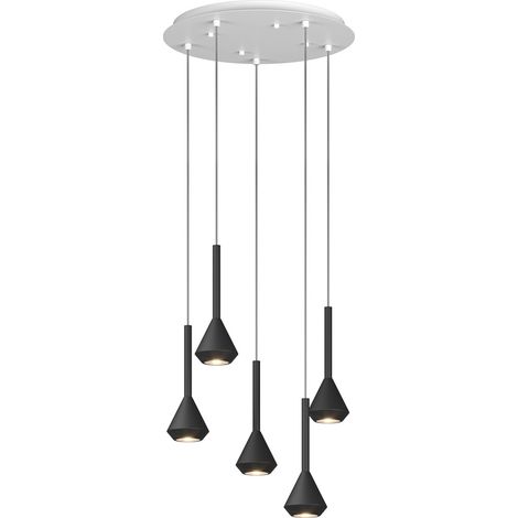 Lampadario Moderno Aygo Metallo Bianco Nero 5 Luci Gu10