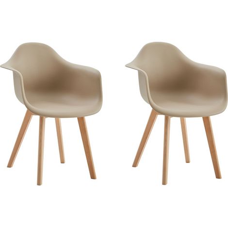 Wokaka Set di Due Sedie da Pranzo - Gambe in Legno - Sedie da Pranzo Scandinave - Beige