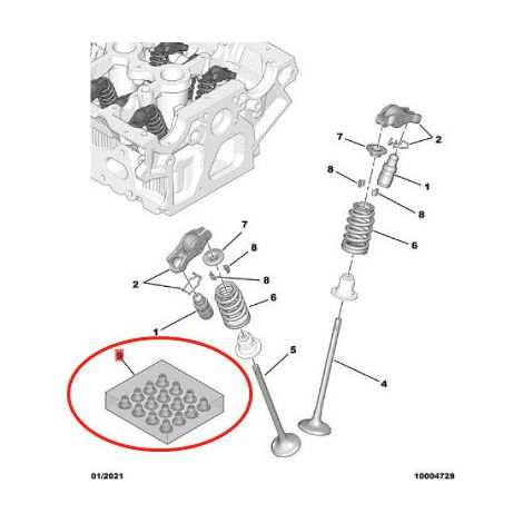 Joint d'huile de soupape 1640098880, compatible avec Peugeot 3008, 4008, 408, Citroën C5, C6 et C4L, en caoutchouc fluoré, empêche l'huile moteur de pénétrer dans la chambre de combustion et réduit la (1/4)