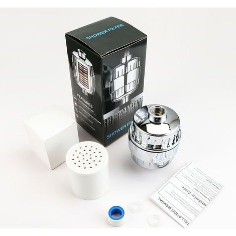 Filtre de douche, utilisé pour l'eau dure, l'eau douce et les purificateurs, la perte de cheveux, la sécheresse, le filtre de démangeaisons cutanées, argent (1/3)