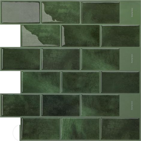 Green carrelage adhesif mural Cuisine, Métro rectangulaire facile à nettoyer carreaux adhesif cuisine pour cuisine Salle de bain, 30,5 x 30,5cm 10 feuilles (1/5)