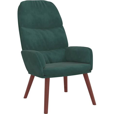 vidaXL Sedia Relax Verde Scuro in Velluto (1/5)