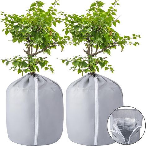 2 Pièces Protege Pot Exterieur - Protection Pot de Fleur Hiver - Housse Hivernage Plante en Pot Réutilisable 50x45cm Grise (1/5)