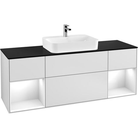 V&B Waschtischunterschrank Wandbeleuchtung Finion 160cm, Pl b m, Rg glo wh. Lac, wh. m Lac (1/2)