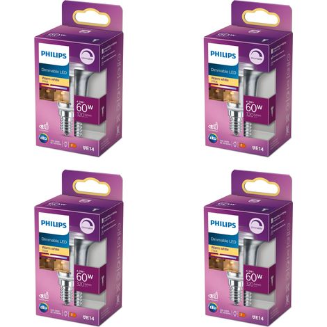 Philips Pack avantagé E14 Ampoule Réflecteur 60W Dimmable Lumière blanche chaude - 4 pièces (1/3)
