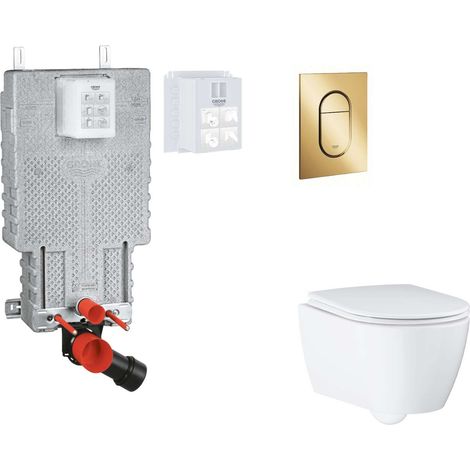 Grohe Uniset - Conjunto de instalación pre-pared, inodoro, asiento SoftClose y Arena Cosmopolitan S, botón Cool Sunrise SANI15BB4120 (1/2)