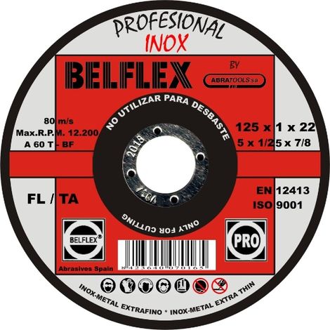 Disco FL/TA A60TBF INOX. FL/TA 125X1X22 A60TBF INOX.